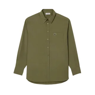 Lacoste - Hemd für Damen, Baumwoll-Popelin, Übergroß (Khakigrün)