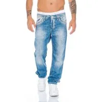 Cipo & Baxx Regular-fit-Jeans Herren Jeans Hose mit Kontrastnähten und stylischer Waschung Regular Fit Jeans Hose mit dicken Kontrastnähten und heller Waschung