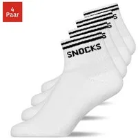 SNOCKS Sneakersocken kurze Socken für Herren & Damen mit Logo (4-Paar) mit Rippbund, verstärkte Sohle, halbhoch, aus Bio-Baumwolle