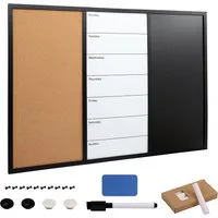 Kurtzy Magnettafel Kurtzy Kombi-Tafel 3-in-1, Kork, Whiteboard, Kreide, 90x60 cm, (1-tlg)