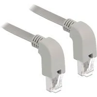 Patchkabel RJ45 Cat.6a S/FTP grau, 2 Meter, gewinkelte Stecker 2x unten