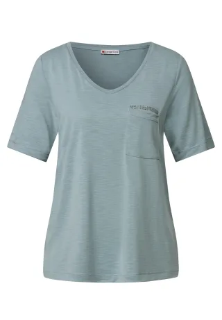 Street One - T-Shirt mit Schmuckdetail arona blue - Gr. - 44