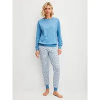 CALIDA Schlafanzug Cotton Stripes (2 tlg) Langarm, Rundhals-Ausschnitt, lockere Passform, Baumwolle
