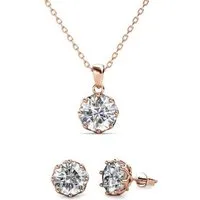 Ella Eisvogel Schmuckset Lily - Roségold und Kristall, 18 Karat vergoldet