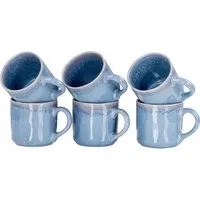 Levandeo® Tafelservice, 6er Set Steingut Becher 350ml Tasse Blau Kaffeepott Tasse Modern