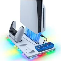 TUWENA Vertikale Standfuß mit Kühlung für PS5/Pro/Slim, mit 3 Stufen Lüfter Switch-Controller