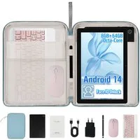 BUFO Android 14 10 Zoll 8(3+5)GB+64GB mit Tastatur, Maus und Stift Tablet (10", 64 GB, Android, 2,4G/5G WiFi, Dual-Kamera, Split-Screen-Funktion, Ideal für Home-Office und Uni)
