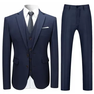 3-teiliger Slim Fit-Anzug für Herren in Marineblau
