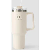 Myprotein Metall-Trinkflasche mit Seitgriff und Strohhalm 1200ml - Cremeweiß