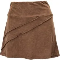 Guru-Shop Minirock Bequemer Minirock mit Overlock - caramel alternative Bekleidung