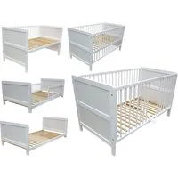 Micoland Kinderbett Kinderbett Juniorbett Beistellbett 140x70 cm 3in1 weiß