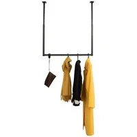 HOME DELUXE Garderobenleiste SWAY 50/80 x 3 x 60/120 cm (inkl. Kleiderbügel & S-Haken), Kleiderstange Industrial, Handtuchhalterung