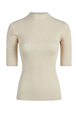 Marc Aurel - Pullover aus Rippe light beige - Gr. - 34