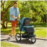 PawHut Hundebuggy Katzenwagen mit geländegängige Gummiräder Kissen Buggy, (Hundewagen, 1-tlg), für Hunde & Katzen bis 20 kg, Dunkelgrün