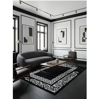 KADIMA DESIGN Teppich ASPEN Wohnzimmer Schlafzimmer Waschbar Wohnzimmerteppich Esszimmer, Läufer, Höhe: 14 mm, Schwarz, 80x150 cm, Strapazierfähig Fußbodenheizung Waschbar