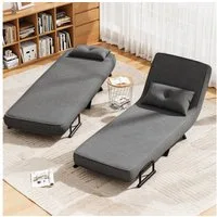 YOUDENOVA Schlafsofa Udpatio Schlafsessel mit Bettfunktion, Leinen Dunkelgrau,190 x 64 cm, 1 Teile, mit praktischer Ausstattung (Klapp & Seitentaschen)