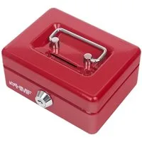 HMF Spardose Abschließbare Kinder Spardose, Geldkassette mit Münz-Schlitz, Sparschwein, robuste Geldbox mit Schlitz, 12,5 x 9,5 x 6 cm, rot