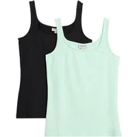 bonprix Tanktop (Packung, 2-tlg) taillierte Passform, mit Carré-Ausschnitt