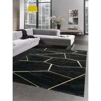 Carpetia Teppich Teppich Wohnzimmer geometrisches Muster schwarz gold, rechteckig, Höhe: 12 mm