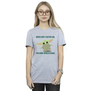 Star Wars - "The Mandalorian Does Not Listen" T-Shirt für Damen (Grau)