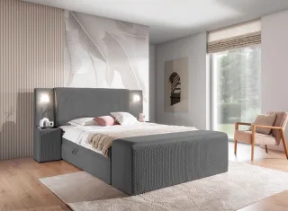Boxspringbett Bett MARTEN 120x200cm Set.4 in Stoff Magic Velvet Dunkelgrau