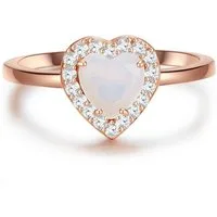 Glanzstücke München Silberring Herz roségold, Ring Sterling Silber roségold Mondstein (synth) Zirkonia weiß