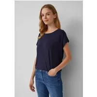 s.Oliver Kurzarmshirt T-Shirt Fließendes Jersey-Shirt mit überschnittenen Schultern