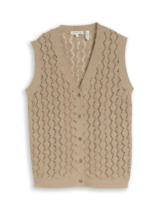 Tom Tailor - Strickweste mit Knopfleiste silver olive - Gr. - M