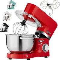 Arebos Küchenmaschine mit 2x Edelstahl-Rührschüsseln 4,5 & 5,5L, 1500 W, 5,50 l Schüssel, Küchenmixer mit Rührhaken, Knethaken, Schlagbesen und Spritzschutz