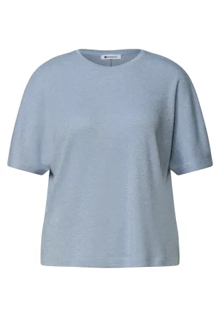 Street One - Dropped Shoulder Shirt mit Glitzerdetails cashmere blue - Gr. - 46