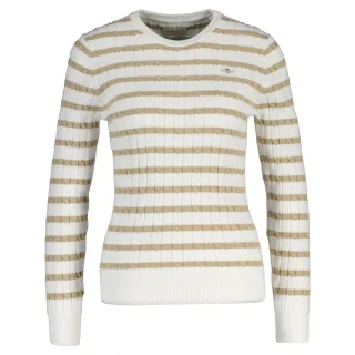 Gant Stretch Cotton Cable Stripe C-Neck Strickpullover