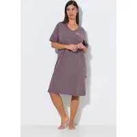 Ulla Popken Bigshirt Bigshirt Coffee Time V-Ausschnitt Halbarm