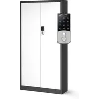 Jan Nowak Aktenschrank Metall Büroschrank Zahlenschloss 90 cm DANIEL 4 Böden Stahl (Stahl 0,6 mm Wandmontage möglich PZH-zertifiziert 185 cm) Büroschrank ohne Schlüssel Kombinationsschloss robust 5 Farben