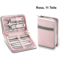 TPFBeauty Maniküre-Pediküre-Set Nagel Set mit Aufbewahrungs-Etui, 11-tlg., Nagelschere, Nagelknipser, Pinzette uvm., Edelstahl Maniküre Set Pediküre Set - Rosa