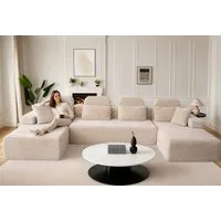 Patbrela Wohnlandschaft U-förmiges modulares Sofa mit zwei Liegesesseln, aus Samtstoff, Mit bequemer Memory-Schaum-Polsterung, keine Montage erforderlich