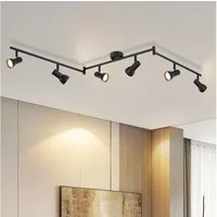 ZMH Deckenstrahler 6 Flammig Schwarz/Weiß GU10 Metall Deckenlampe für Schlafzimmer Flur, Augenschutz, Einfache Installtion, ohne Leuchtmittel, Modern Design 350°Schwenkbar Spots Wohnzimmer