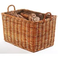 Kobolo Kaminholzkorb Holzkorb Rattan lacak mit abnehmbarem Leinenstoff