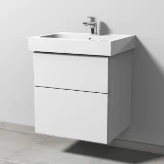 Sanipa 3way Waschtischunterbau zu Geberit iCon Waschtisch mit 2 Auszügen, Weiß-Soft SM65043