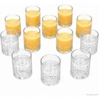 MamboCat Schnapsglas 12er Set Shot Schnapsgläser 2cl 4cl Relief Glas Stamper Bar Pinnchen, Glas