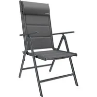 GARMIO Klappstuhl Gartenstuhl FLORENZ, robustes Aluminiumgestell für Garten (inkl. Nackenkissen, schwarz, für Camping geeignet), 7-fach verstellbar, klappbar, inkl. Nackenkissen, für Terrasse