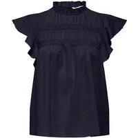 ONLY Rüschentop ONLKATTI S/S DOBBY TOP WVN NOOS Baumwolle, regular fit