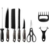 HT Messer-Set Messerset Küchenmesser Set 8-tlg mit Ergonomischen Griff, Scharfe Messer Set aus Hochwertigem Carbon Edelstahl mit Kochmesser
