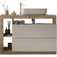 welltime Waschtisch Hamburg, 2 Schubkästen, Breite 110 cm, Soft-Close, inkl. Keramik-Aufsatzbecken