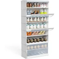 JEOBEST Schuhregal 8-stufiger Schuhschrank, mit Staubdichtem, Schuh-Organizer, Platzsparend, Schuhaufbewahrung aus Stoff, PP-Kunststoff