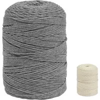 MORRENT Makramee-Garn 3mm x 300m,100% natürliche Baumwolle, superweiches garn Bastelgarn, 300,00 m