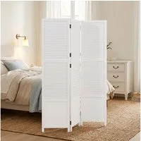 Homestyle4u Paravent Raumteiler Holz Trennwand Weiß faltbar Sichtschutz Indoor (3-teilig)