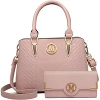 Miss Lulu Handtasche Mittelgroße Damen Henkeltasche, Lychee Muster, Strickprozess, Elegant (2-tlg)