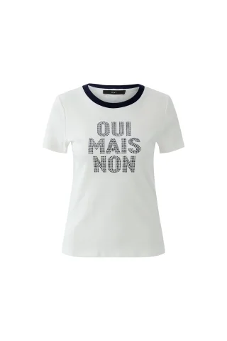 Oui - T-Shirt white navy - Gr. - 38