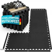 POPOLIC Fußmatte 36-teiliges Teppichset, 30 × 30 × 1,2 cm, schwarz, Puzzle-Teppiche