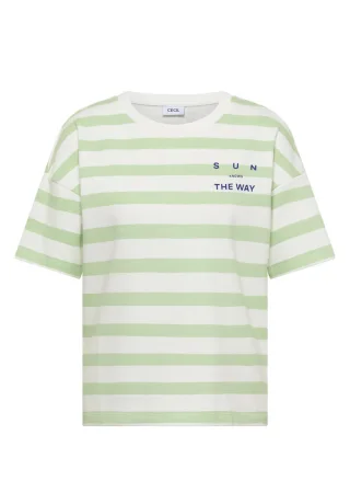 Cecil - Gestreiftes T-Shirt grün/weiß - Gr. - XL